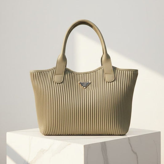 Ribbed Texture Tote Handbag